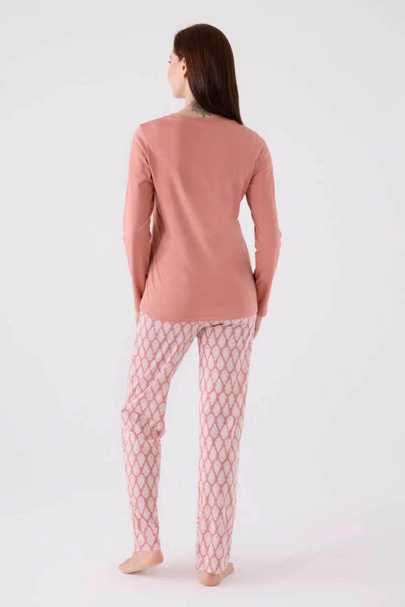 Arnetta Women's Long Sleeve Pajama Set AR3071 Retro Pink