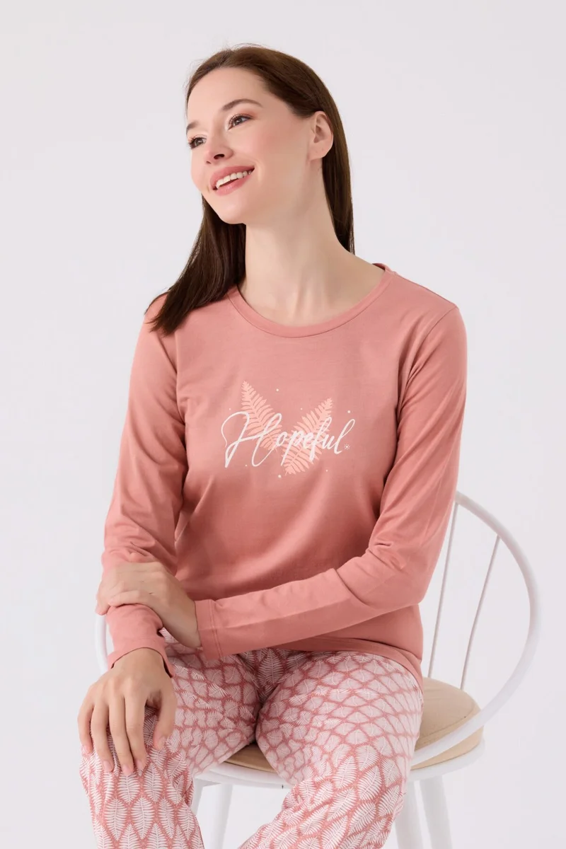 Arnetta Women's Long Sleeve Pajama Set AR3071 Retro Pink