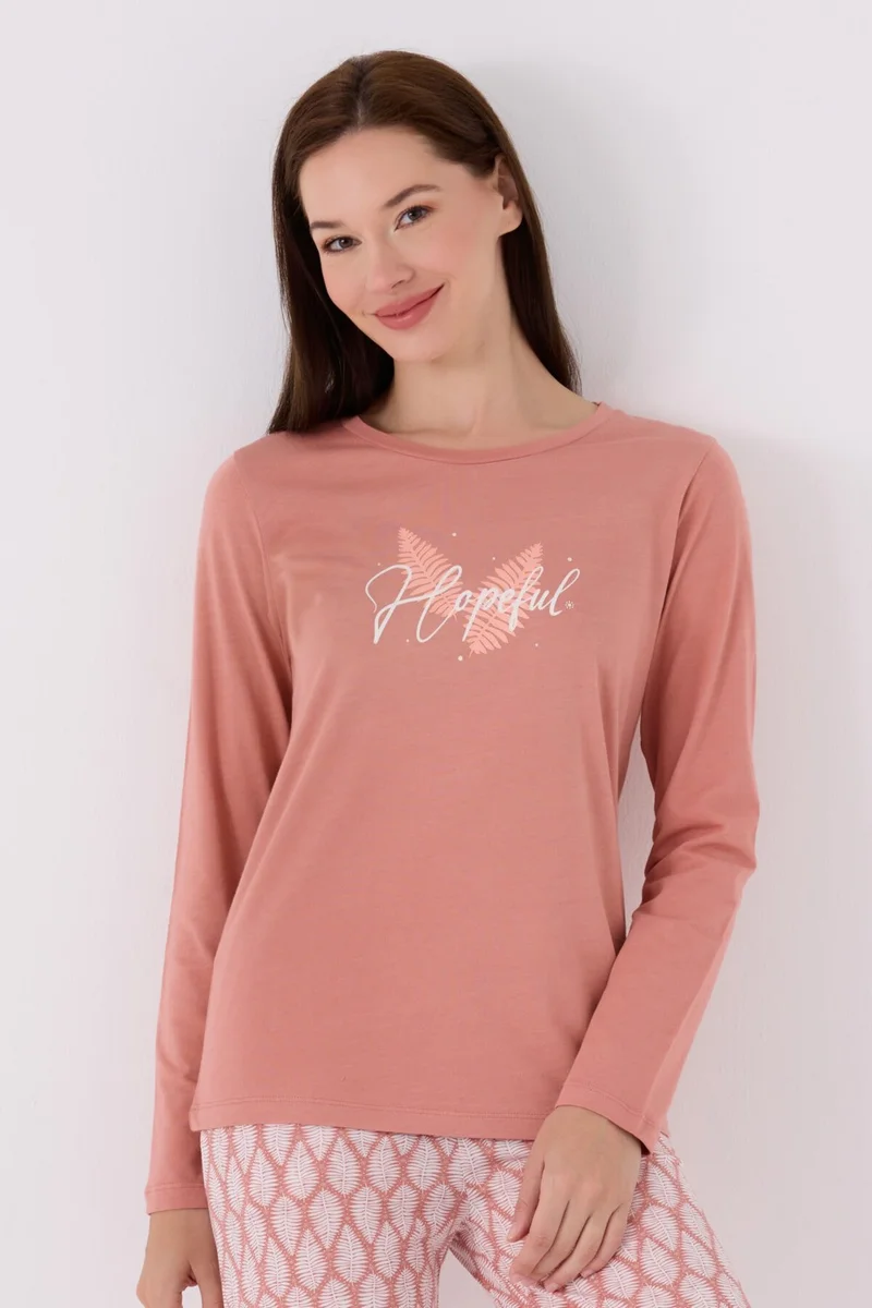 Arnetta Women's Long Sleeve Pajama Set AR3071 Retro Pink