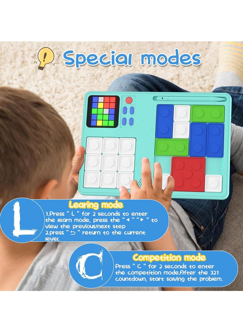 ألعاب ألغاز منزلقة وكمبيوتر لوحي للكتابة LCD، ألعاب رسم للأطفال أثناء السفر، لوحة رسم للأطفال خفيفة الوزن ومتينة، لوحة ألغاز منزلقة للأطفال مع تحديات ألعاب العقل، (أصفر) - Image 2