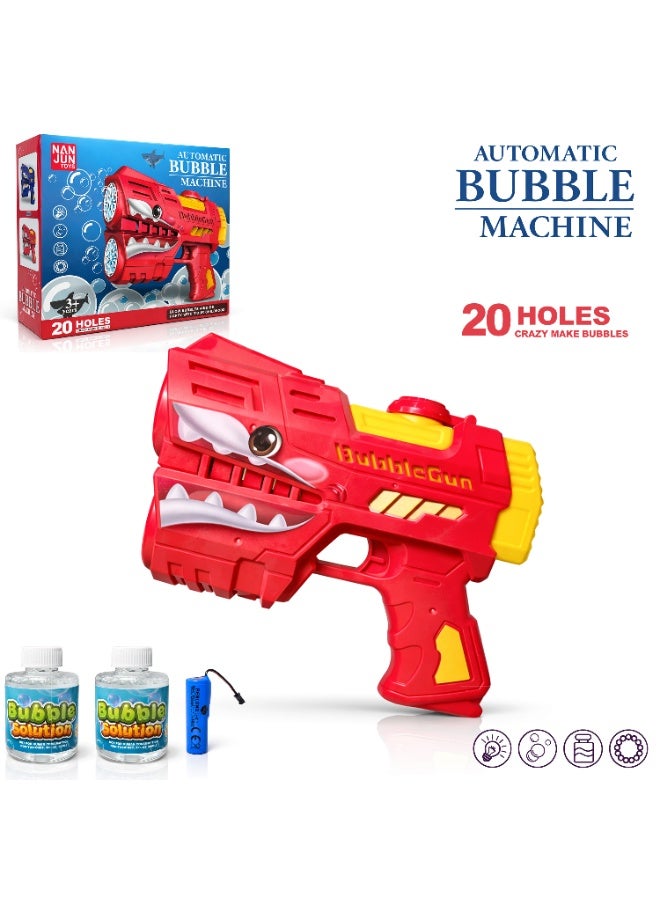 Automatic Fish-Shaped Bubble Gun for Kids 20 Holes - Powerful Bubble Machine with Dual Solution & Battery