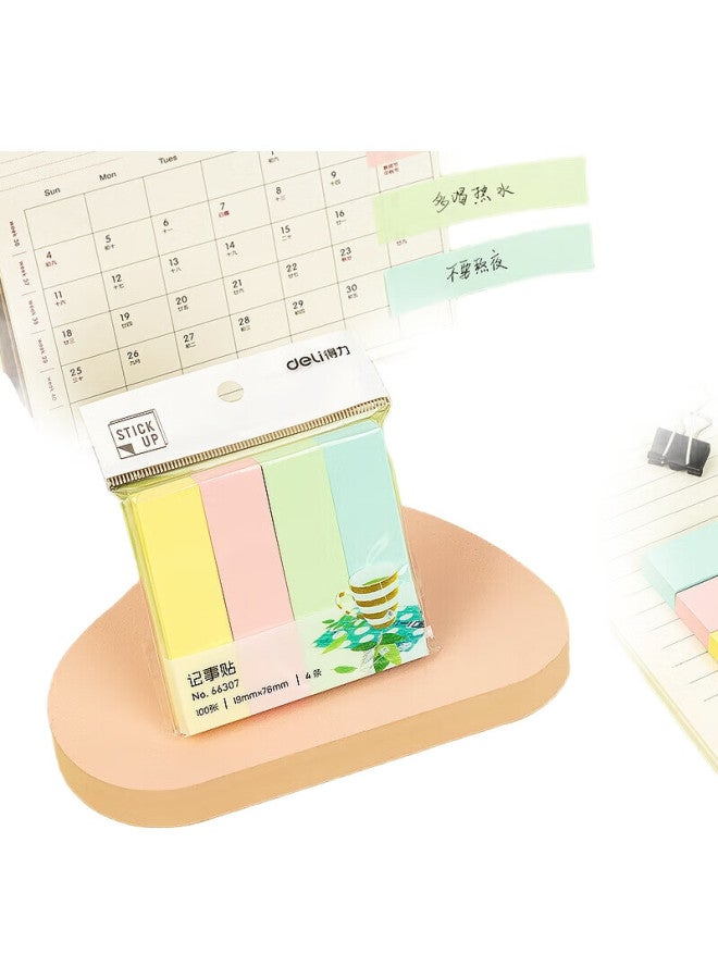 Deli 12 Packs 4-Color Divided Sticky Notes, 76*19Mm, Memo Pads/Note Pads/Adhesive Message Books P66307 - Image 2