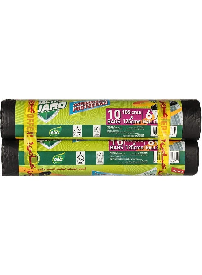 Bacti Guard أكياس القمامة باكتي غارد السوداء 105 × 125 سم، 67 جالون، 10 قطع في 2 حزمة - Image 2