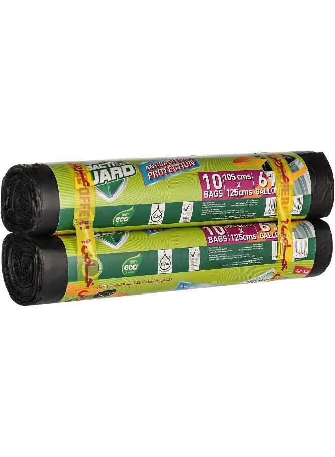 Bacti Guard أكياس القمامة باكتي غارد السوداء 105 × 125 سم، 67 جالون، 10 قطع في 2 حزمة - Image 1