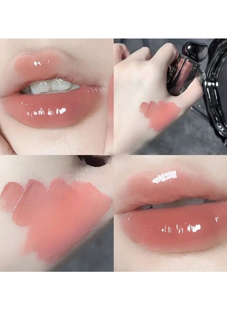 Gege bear Ice Mountain Lava Lip Glaze - Long-Lasting, Moisturizing, Waterproof, Non-Stick, Non-Fading Mirror Glossy Lipstick for All Skin Types - Berry, Brown, Orange, Pink, Purple Shades for Adults #2 - Image 1