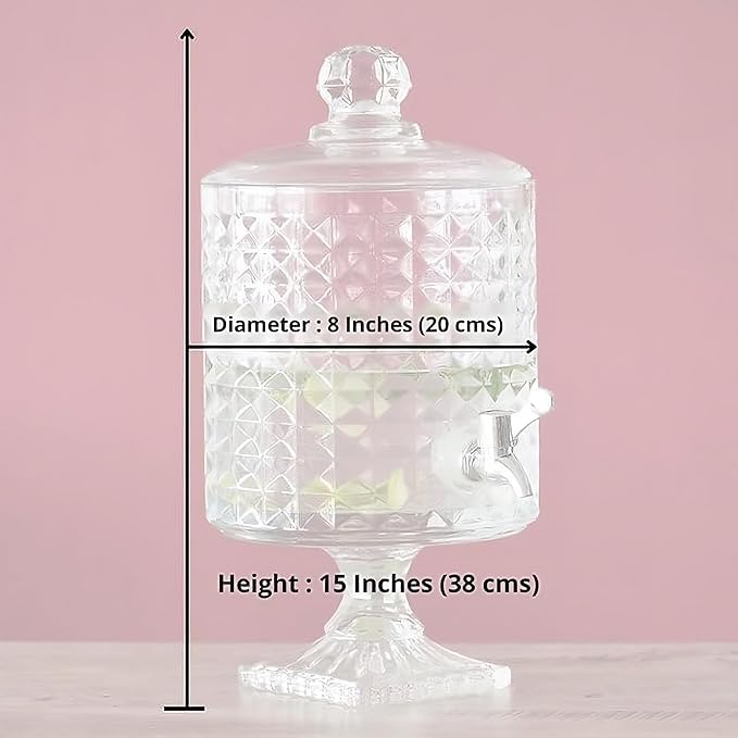 AZLVERA 5 Litre Footed Glass Juice Dispenser with Tap | Elite Detox Jar | Mason Jar Beverage Dispenser for Water, Beer, Juice, Liquor | Pack of 1 - Image 3