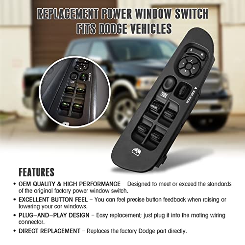 Mango S Master Power Window Switch and Bezel 56049805AB for 2002-2009 Dodge Ram 1500 2500 3500, 2001-2004 Dodge Dakota, 2001-2003 Dodge Durango,2005-2009 Dodge Sprinter 2500 3500 - Image 2