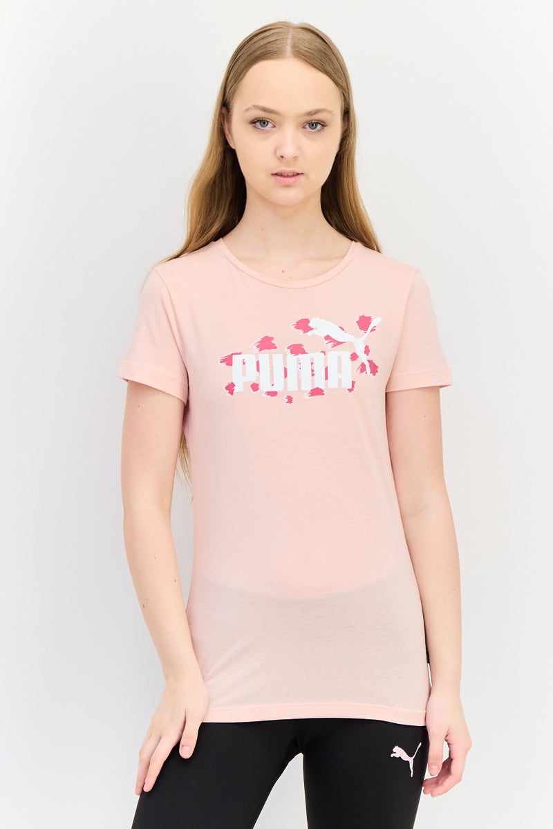 PUMA Women Sportswear Fit Short Sleeves Training T-shirt, Peach - Image 1