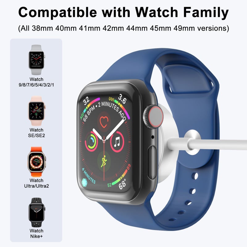 Amasuki 2Pack Upgraded for Apple Watch Charger USB Magnetic Wireless Fast iWatch Charger Portable Compatible with iWatch Ultra/Series 11/10/9/8/7/6/SE/SE2/5/4/3/2/1-[3.3FT] - Image 5
