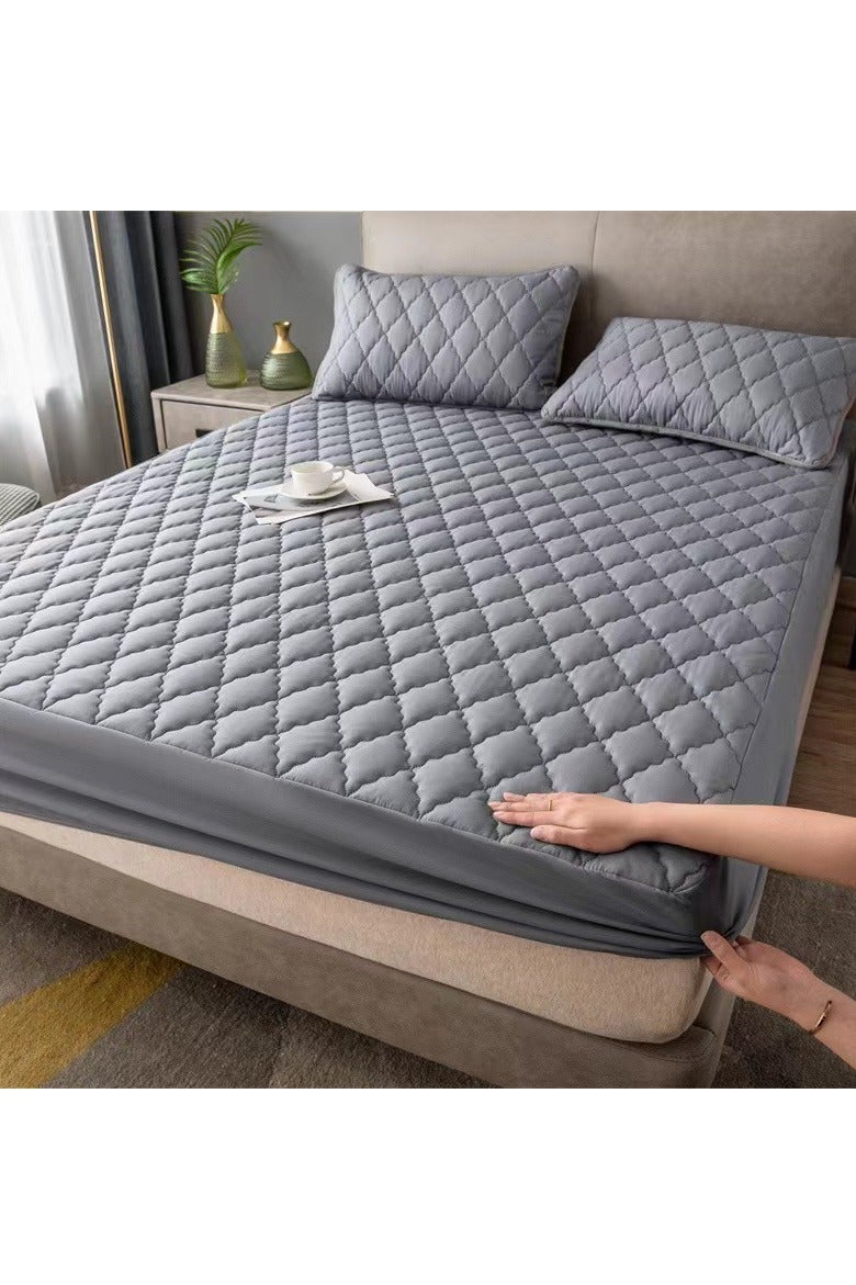 Peachjoy Waterproof Mattress Protector, Quilted Mattress Pad with Deep Pocket up to 22 Inches, Soft Breathable Mattress Cover, Mattress Topper Queen (Grey, 180x200+30 CM) 
