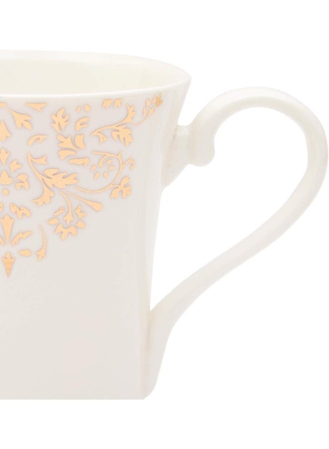 Shallow Bone China Mugs Set, White/Gold, Fpr-029, 2 Pieces - Image 2