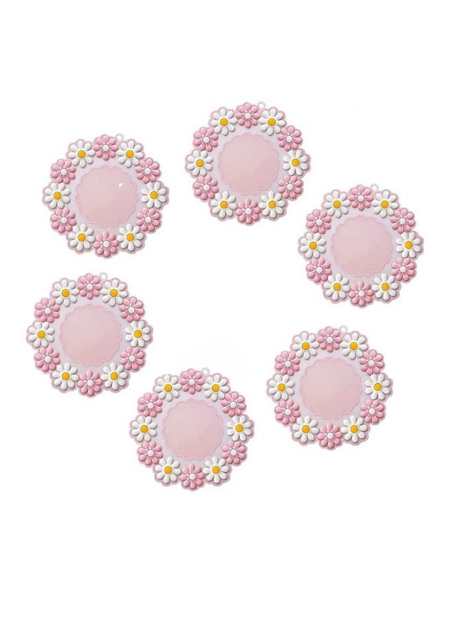FS COOL Silicone Coasters for Drinks, Cute Sakura Flower Pattern Anti-Slip Silicone Cup Mats Insulated Coaster Protect Furniture from Damage (Pink, Small, Pack of 6) - Image 1