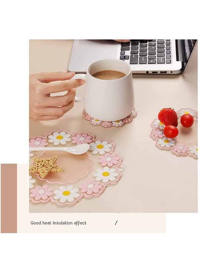 FS COOL Silicone Coasters for Drinks, Cute Sakura Flower Pattern Anti-Slip Silicone Cup Mats Insulated Coaster Protect Furniture from Damage (Pink, Small, Pack of 6) - Image 3