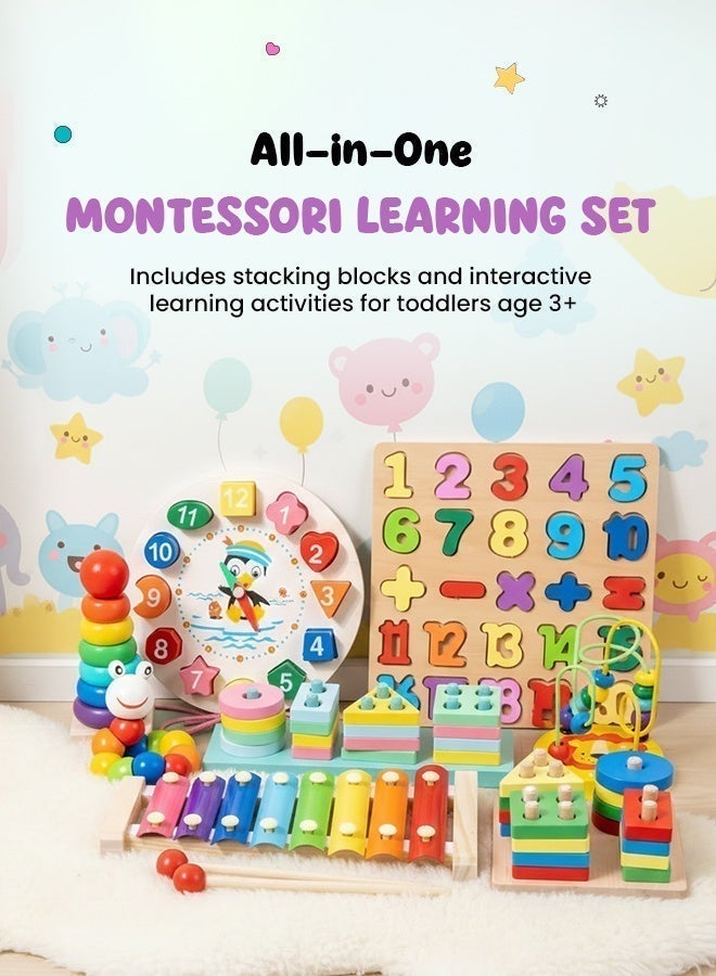 Matching Stacking Building Block Clock Set for Kids - 3D Puzzle Board, Shape Sorter, Counting, Musical Xylophone & Montessori Learning Toy - Early Learning Activity for Toddlers Boys and Girls Age 3+ - Image 2