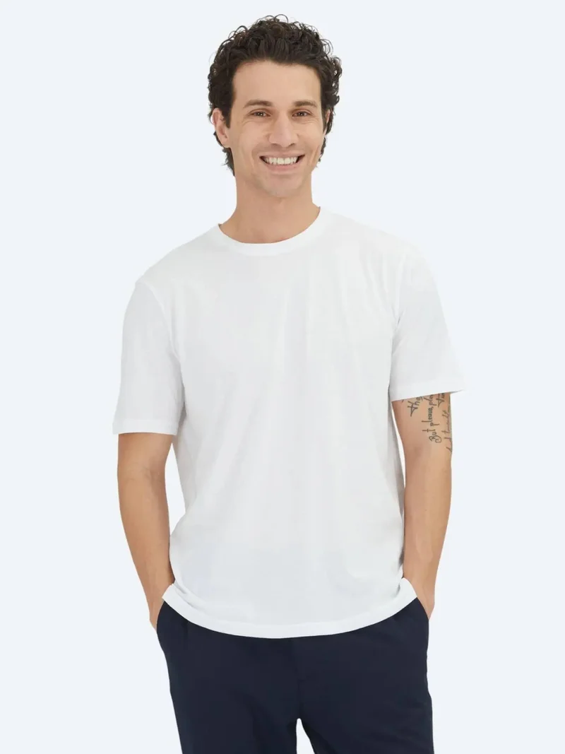 Kip Unisex White Plain Crew Neck 100% Cotton T-Shirt