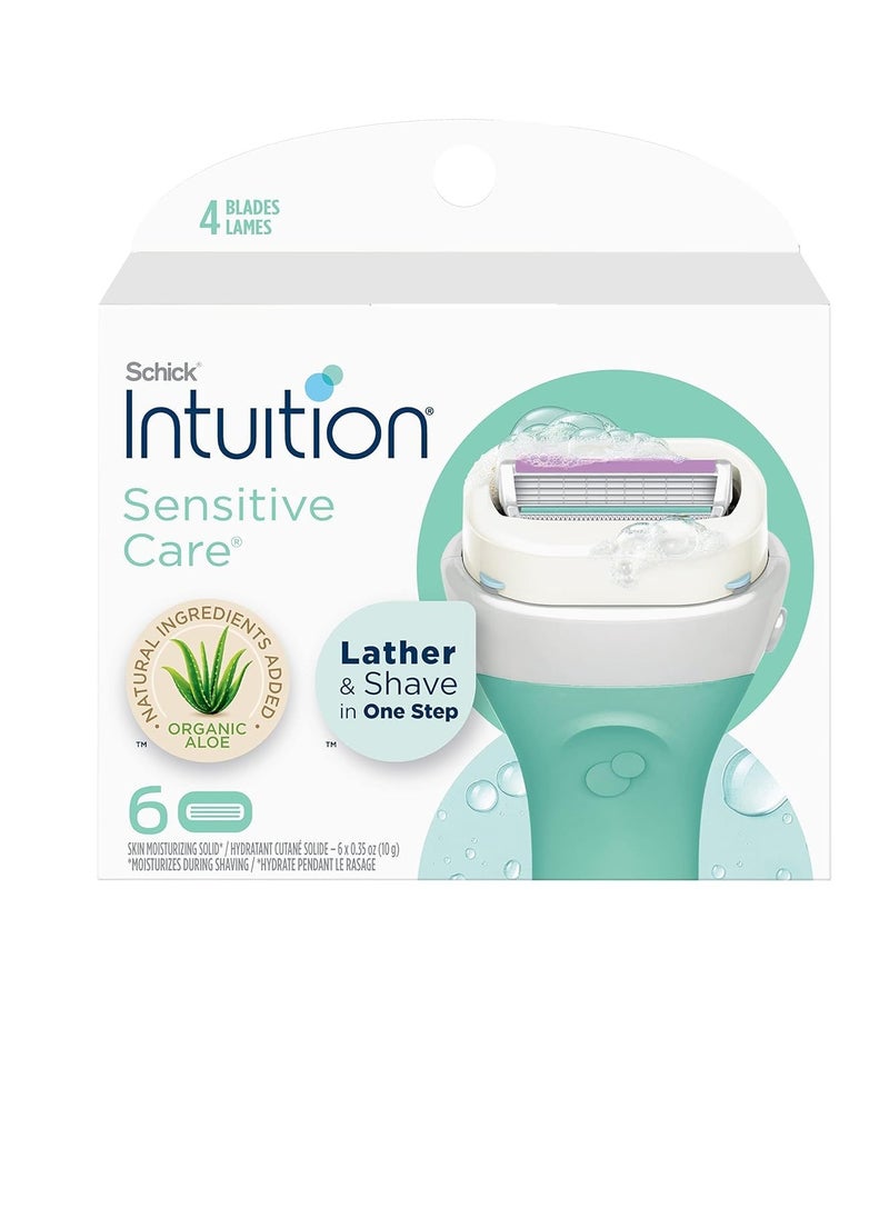 Intuition Schick Intuition Refill, Razors for Women Sensitive Skin | Intuition Razor Blades Refill with Organic Aloe, Razor Refills , 6 Count (Pack of 1)  - Image 1