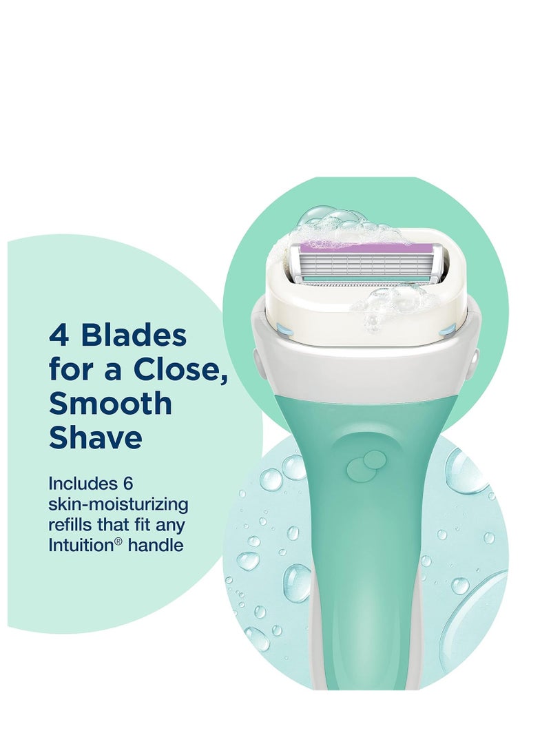 Intuition Schick Intuition Refill, Razors for Women Sensitive Skin | Intuition Razor Blades Refill with Organic Aloe, Razor Refills , 6 Count (Pack of 1)  - Image 2