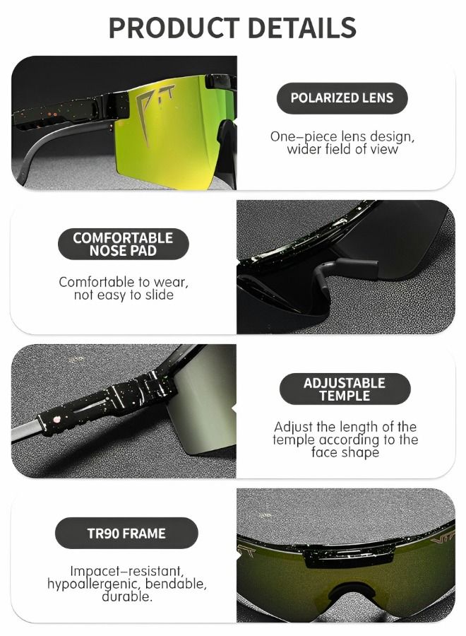 GROIC نظارات شمسية رياضية للحماية من الأشعة فوق البنفسجية لركوب الدراجات نظارات شمسية مستقطبة UV400 قناع خارجي مضاد للرياح للرياضة والجري والجولف والصيد والبيسبول - Image 3