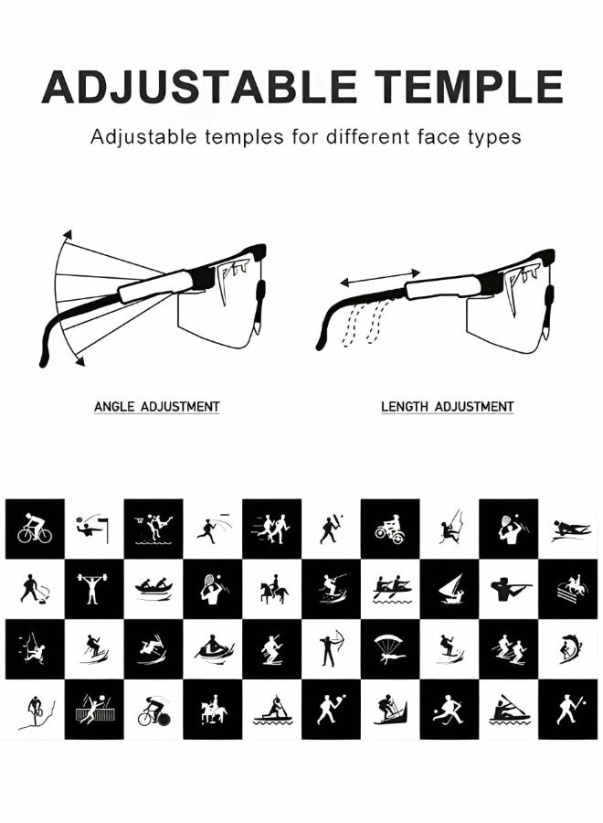 GROIC نظارات شمسية رياضية للحماية من الأشعة فوق البنفسجية لركوب الدراجات نظارات شمسية مستقطبة UV400 قناع خارجي مضاد للرياح للرياضة والجري والجولف والصيد والبيسبول - Image 4