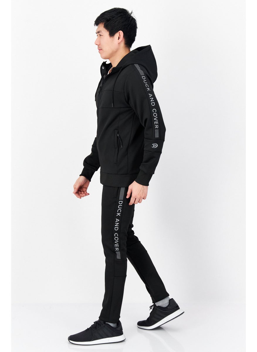 DUCK AND COVER - Men 2 Pieces Long Song Sleeve Plain Sweatshirt And Pant Set, Black - Image 1