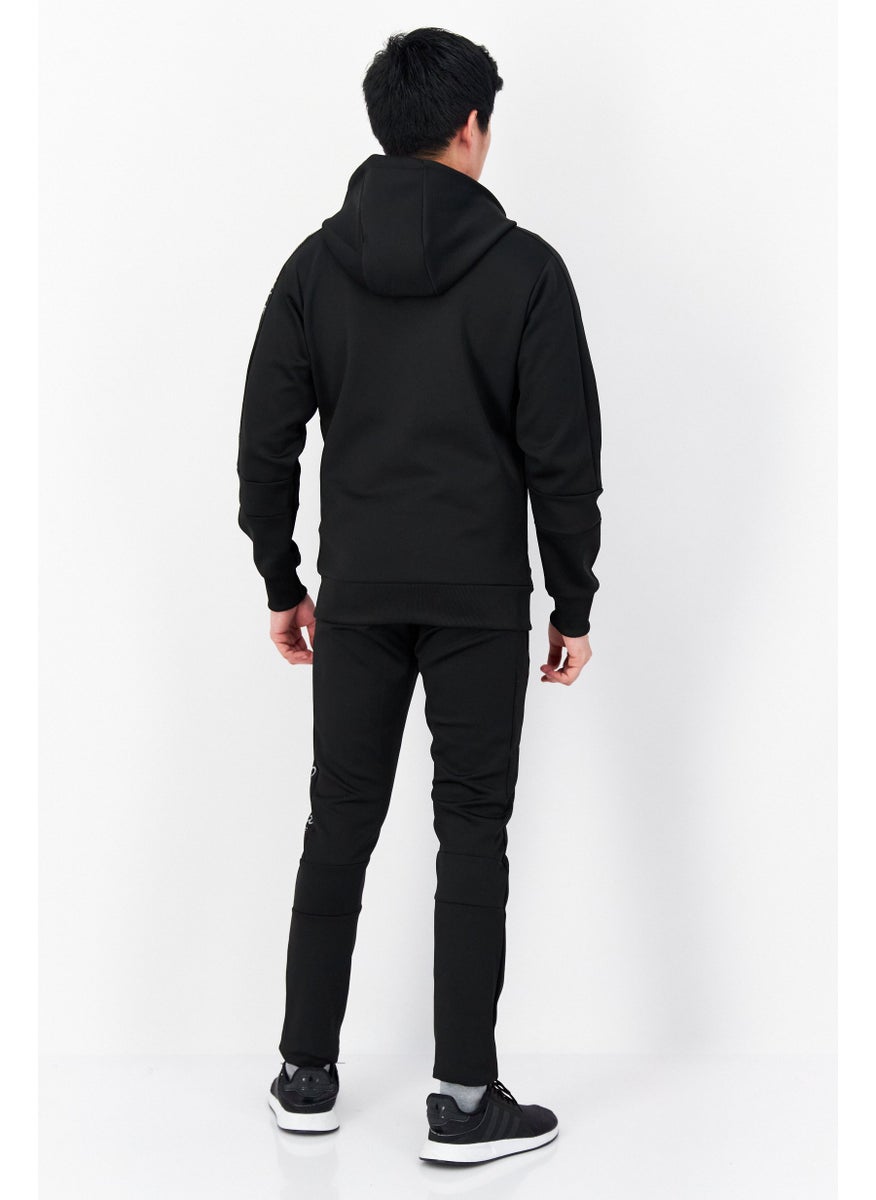 DUCK AND COVER - Men 2 Pieces Long Song Sleeve Plain Sweatshirt And Pant Set, Black - Image 1