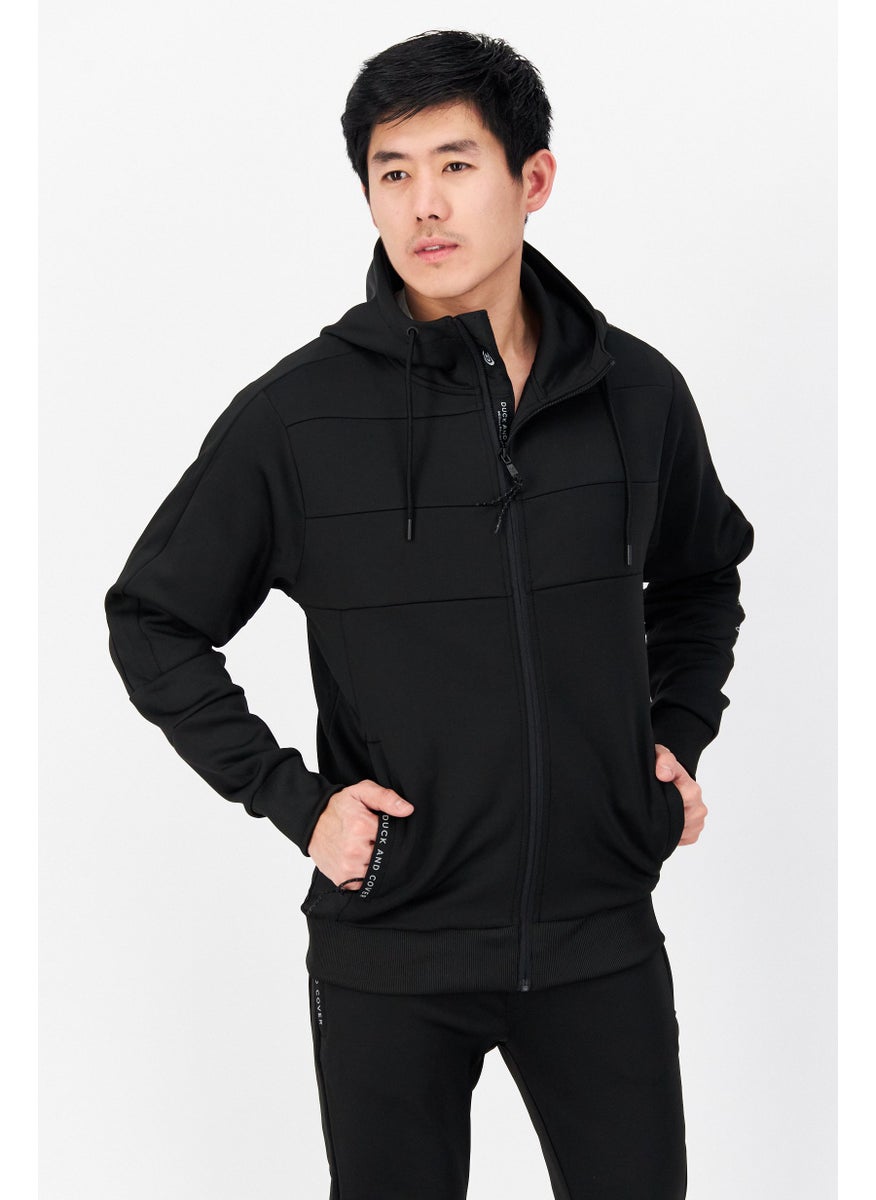 DUCK AND COVER - Men 2 Pieces Long Song Sleeve Plain Sweatshirt And Pant Set, Black - Image 1