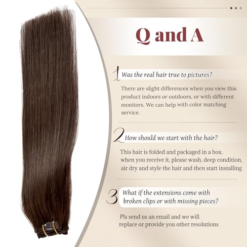 Licoville Clip in Hair Extensions Brown Real Human Hair Clip ins 18 Inch Straight Seamless Clip in Hair Extensions Remy Human Hair #4 Medium Brown 70grams 2-3 Sets for Full Head - Image 5
