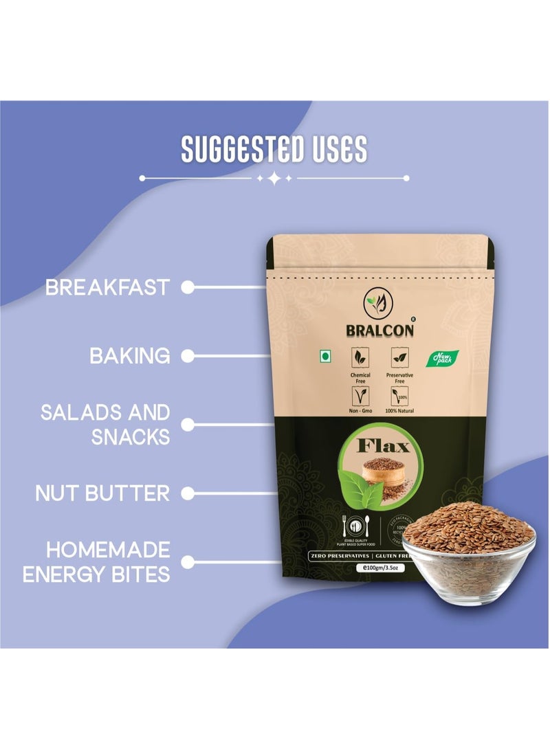 BRALCON Raw Organic Flax Seeds -100g - Image 4