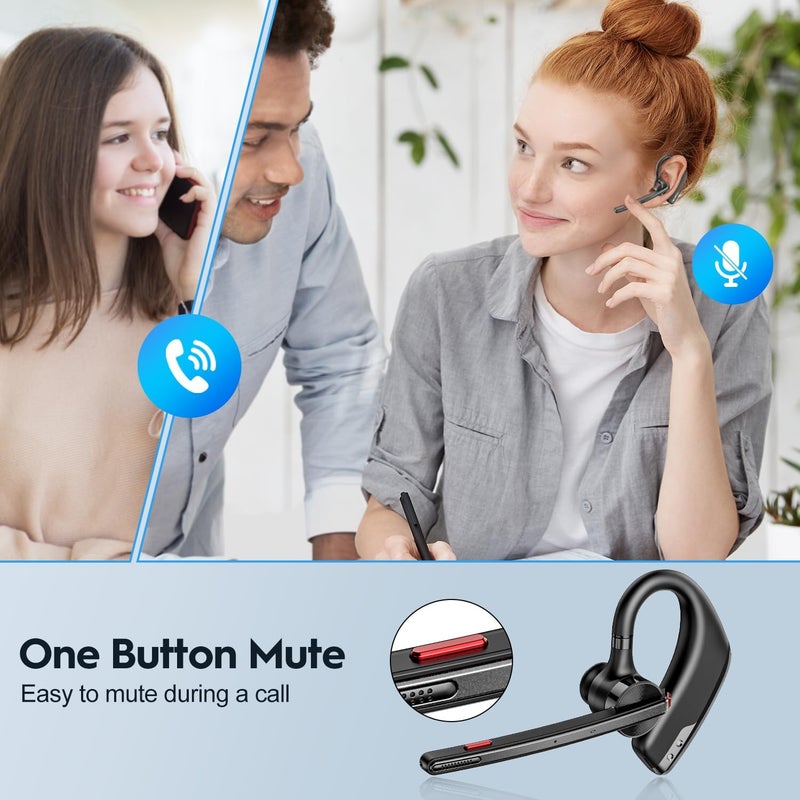 New Bee Bluetooth Headset, Wireless Bluetooth Earpiece for Cellphone with 500mah Charging Case 80h Playtime V5.2 Dual Mic Noise Cancelling Hands-Free Earphones for Office Driver - Image 5