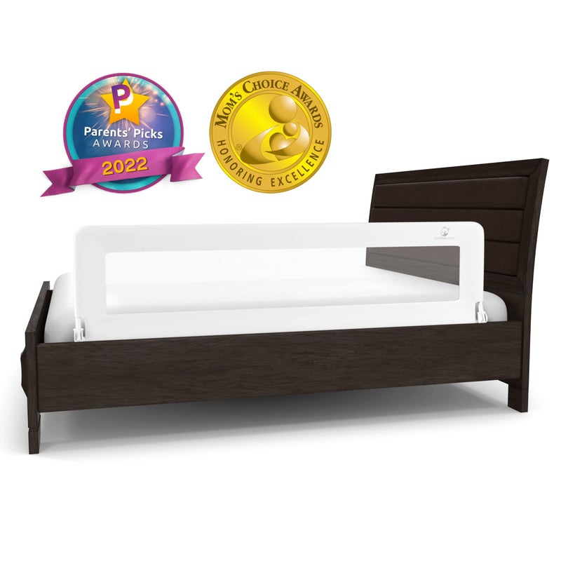 ComfyBumpy حواجز سرير الأطفال الطويلة الإضافية من كومفي بامبي بطول 59 بوصة - حارس سرير للأطفال، توأم، كامل، ملكي وملكة - حواجز سرير قابلة للتعديل للأطفال - حواجز جانبية للسرير - بيضاء، XL (59" x 19.5") - Image 1