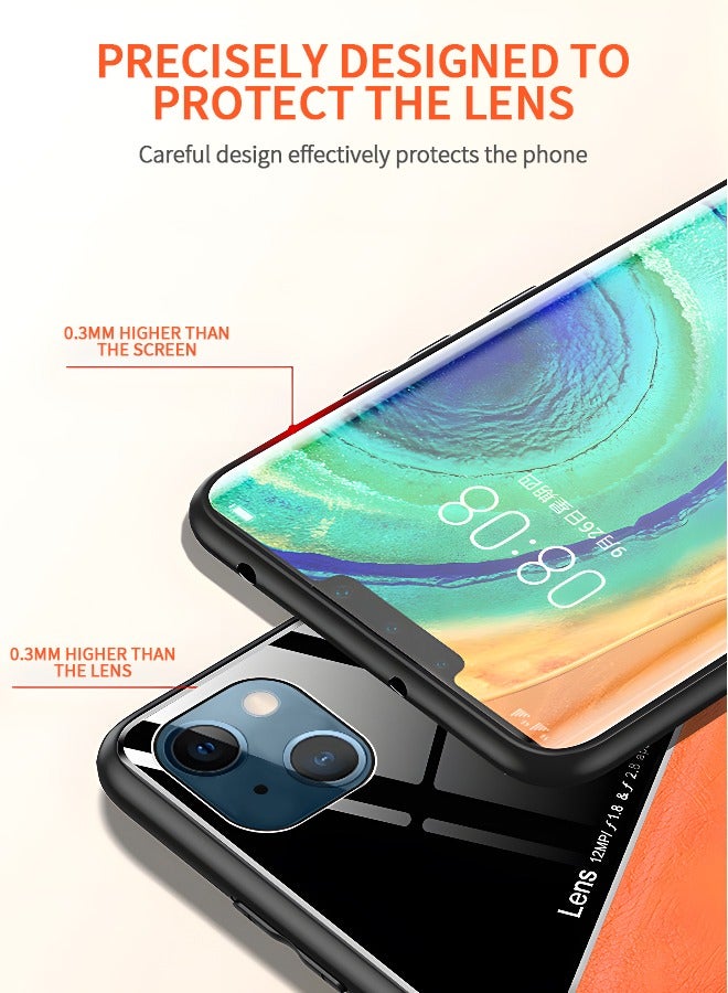 GROIC IPhone 14 Max Case 6.7 Inch Magnetic Leather + Glass Fashion iPhone 14 Max Phone Case, Luxury Shockproof Drop Protective Back Cover - Orange - Image 3