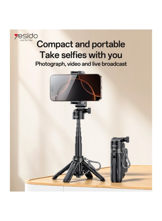 يسيدو عصا سيلفي Yesido SF29 مع ترايبود، ريموت بلوتوث 5.2 قابل للفصل، دوران 360 درجة، طول 43 سم - أسود - Image 2