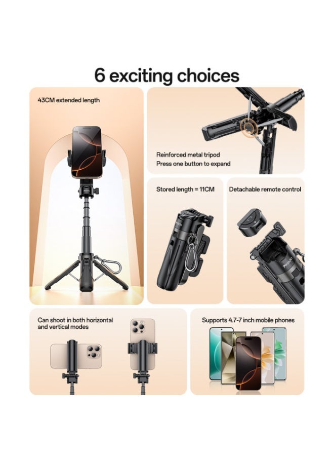 يسيدو عصا سيلفي Yesido SF29 مع ترايبود، ريموت بلوتوث 5.2 قابل للفصل، دوران 360 درجة، طول 43 سم - أسود - Image 3