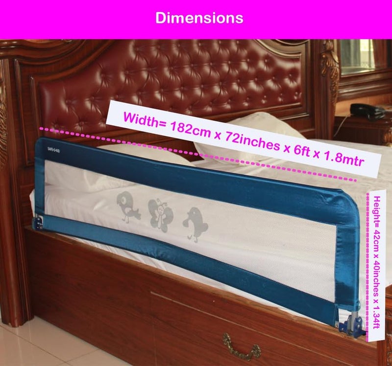 SAFE-O-KID® Defendify Fully Foldable Bed Rail Guard with 1 Year Warranty, EN 71 Certified - Blue (6FT/183CM), Pack of 2 - Image 4