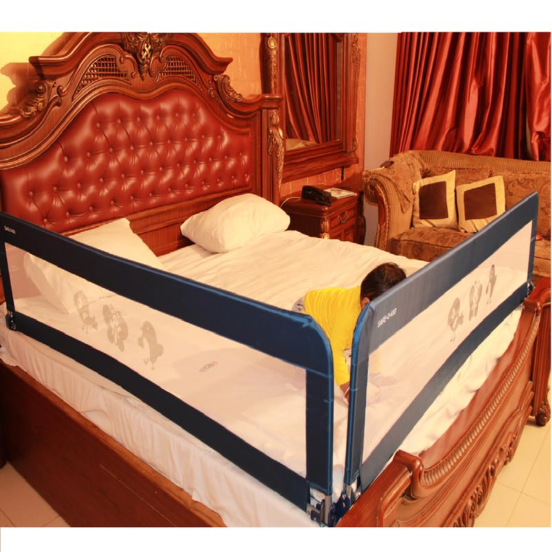 SAFE-O-KID® Defendify Fully Foldable Bed Rail Guard with 1 Year Warranty, EN 71 Certified - Blue (6FT/183CM), Pack of 2 - Image 1