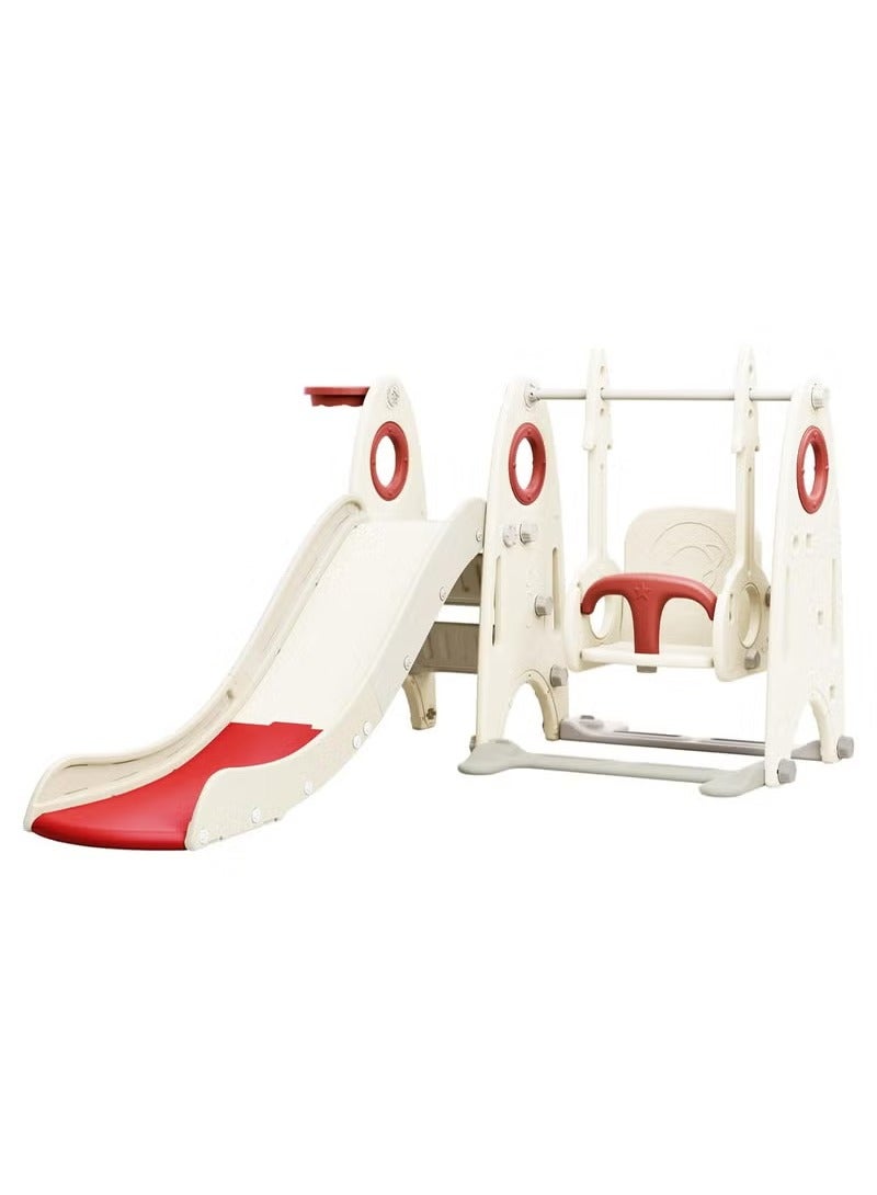 فول جوي مجموعة زحليقة وأرجوحة مع حلقة كرة سلة 3*1 للأطفال،مجموعة ملعب داخلي وخارجي للأطفال الصغار،مجموعة ألعاب تسلق للأطفال - Image 1