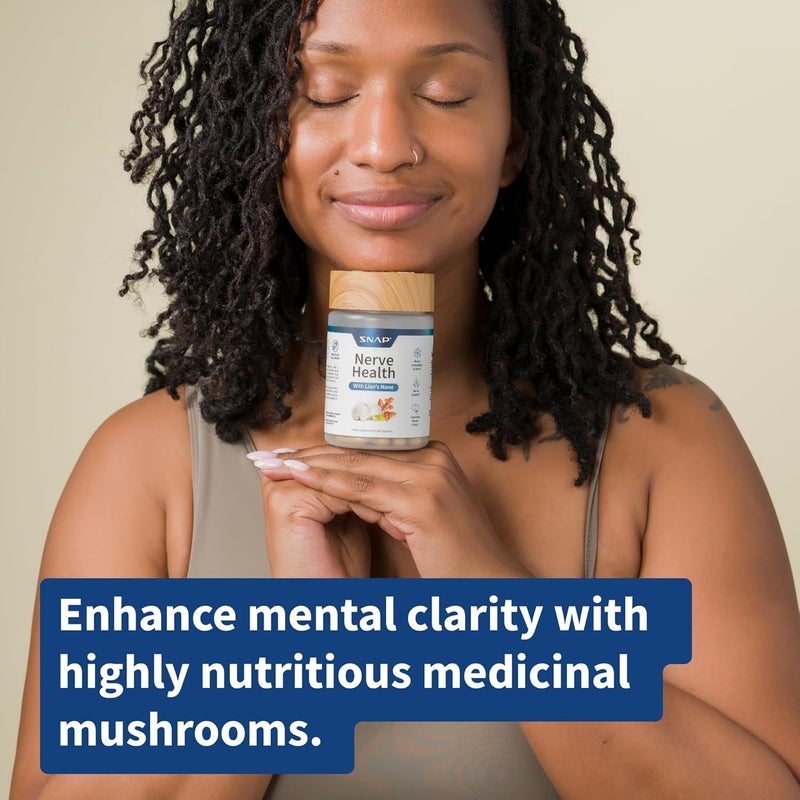 SNAP SUPPLEMENTS Nerve Health Support Supplement with Lions Mane  Improved Mental Clarity Memory  Focus  Healthy Nerve Support Formula  Neuro Enhancer  Organic Turmeric  Other Herbs  Vitamins 60 Capsules - Image 4