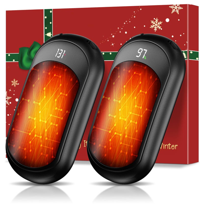 Fussion AI Electric Hand Warmers Rechargeable 2 Pack, 6400mAh Portable Pocket Hand Warmer, Fast Heating 3-Settings Reusable Handwarmers for Christmas, Gloves, Travel, Hunting Essentials Men Women - Black - Image 1
