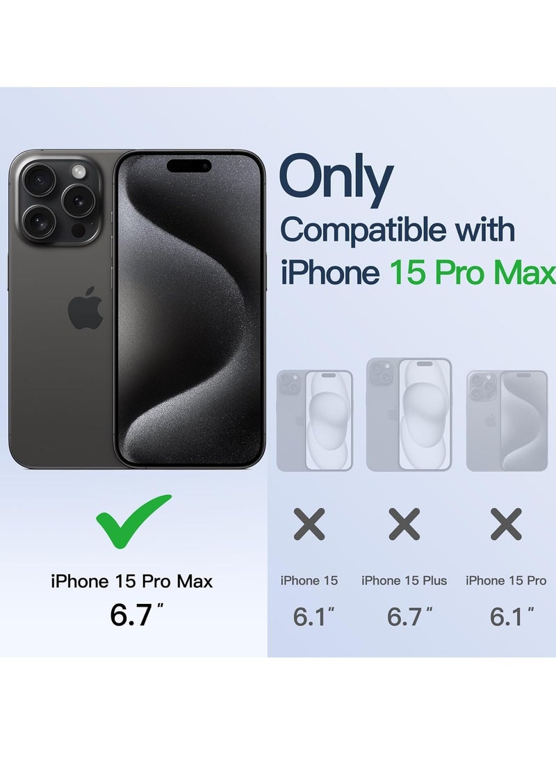 MIGOFAST iPhone 15 Pro Max 6.7-Inch, Camera Lens Full Protection Compatible with MagSafe Wireless Charging Shockproof Electroplated TPU Phone Cover Black Matte - Image 2