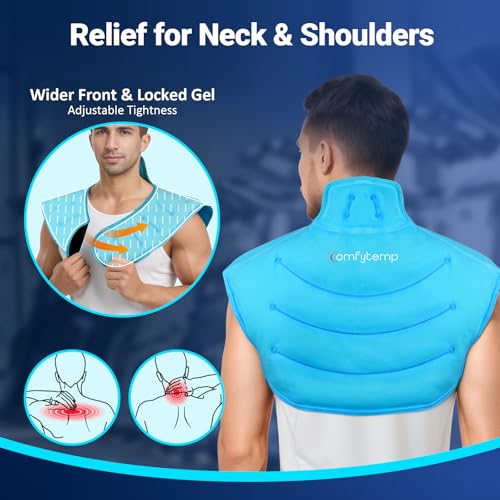 Comfytemp Large Ice Pack for Neck Shoulders Upper Back Pain Relief with Straps, Wearable Reusable Gel Ice Wrap with Cold Compression Therapy Recovery for Upper Back, Cervical (L) - Image 5