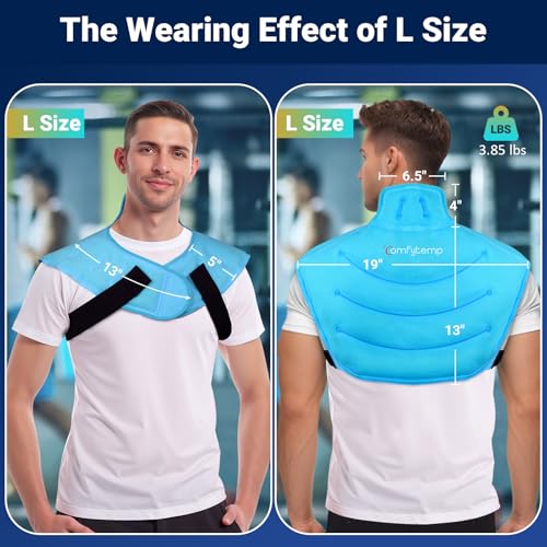 Comfytemp Large Ice Pack for Neck Shoulders Upper Back Pain Relief with Straps, Wearable Reusable Gel Ice Wrap with Cold Compression Therapy Recovery for Upper Back, Cervical (L) - Image 3