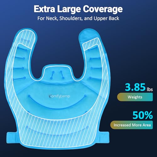 Comfytemp Large Ice Pack for Neck Shoulders Upper Back Pain Relief with Straps, Wearable Reusable Gel Ice Wrap with Cold Compression Therapy Recovery for Upper Back, Cervical (L) - Image 2