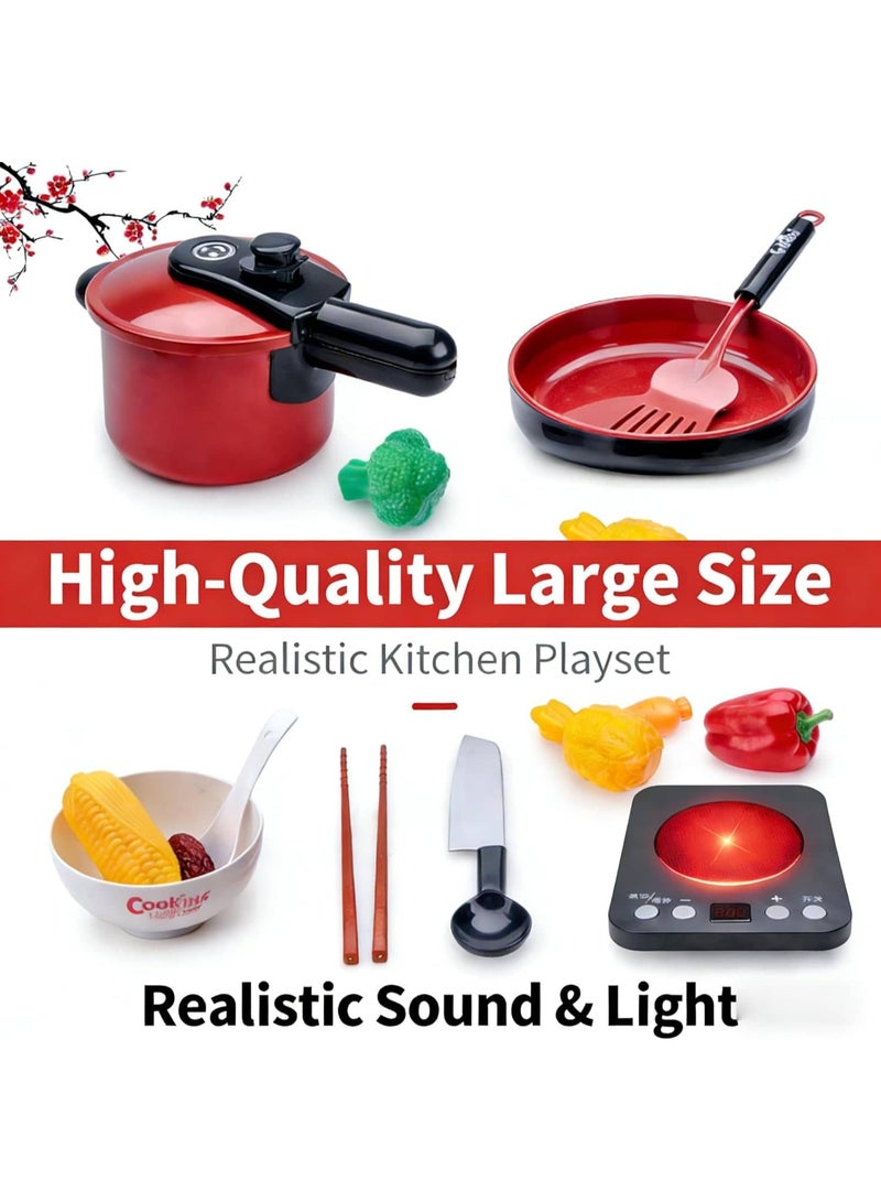 Mitoy 71 PCS Kids Kitchen Pretend Play Set, Realistic Cooking Toys with Food & Utensils for Toddlers, Kitchen Role - Play in Home/Bedroom - Image 4