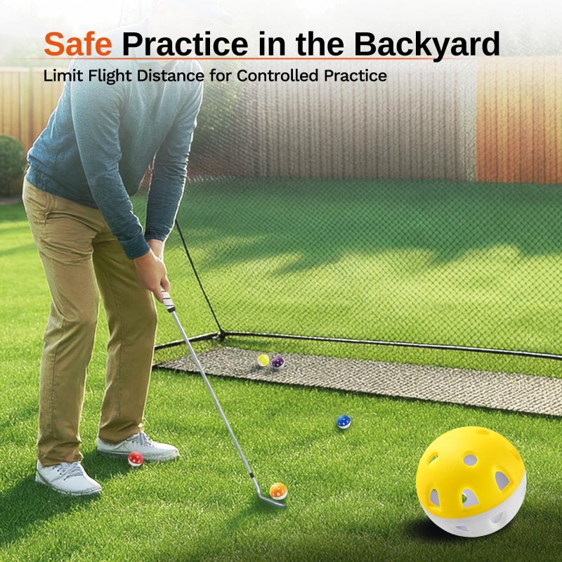 Full Choice Practice Golf Balls (20 Pack), Limited-Flight Training Balls, High Visibility, Wear-Resistant Design for Indoor/Outdoor Drills, 5 Colors - Image 2