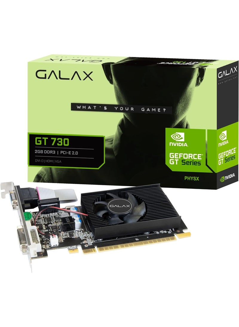 GALAX بطاقة جرافيك غالاكسي جي فورس GT 730 سعة 4 جيجابايت DDR3 128-بت منخفضة الارتفاع HDMI/DVI/VGA - Image 1