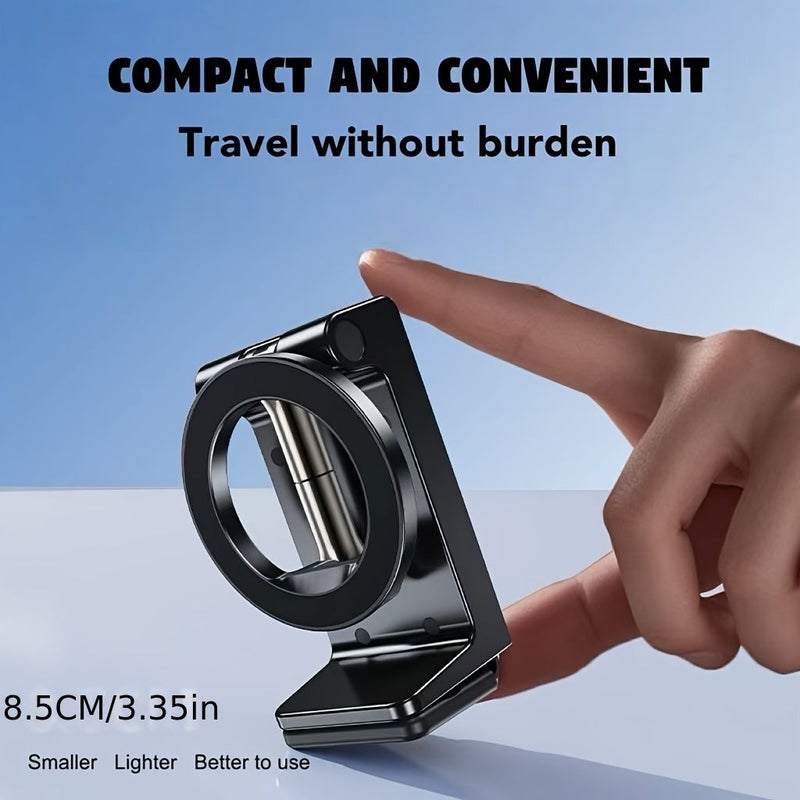 Mini Black Portable Magnetic Suction Phone Stand Rotating Clip On Desktop - Image 5