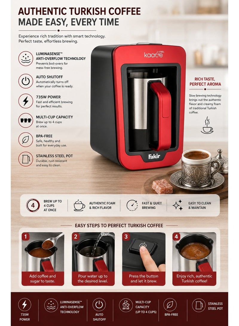 Fakir Turkish Coffee Maker 735W - Automatic Arabic Mocha Coffee & Milk Warmer with Pot, Multi-Cup Capacity, Auto Shutoff, Overheat Protection & Easy Cleaning for Home, Office & Gatherings - Image 2