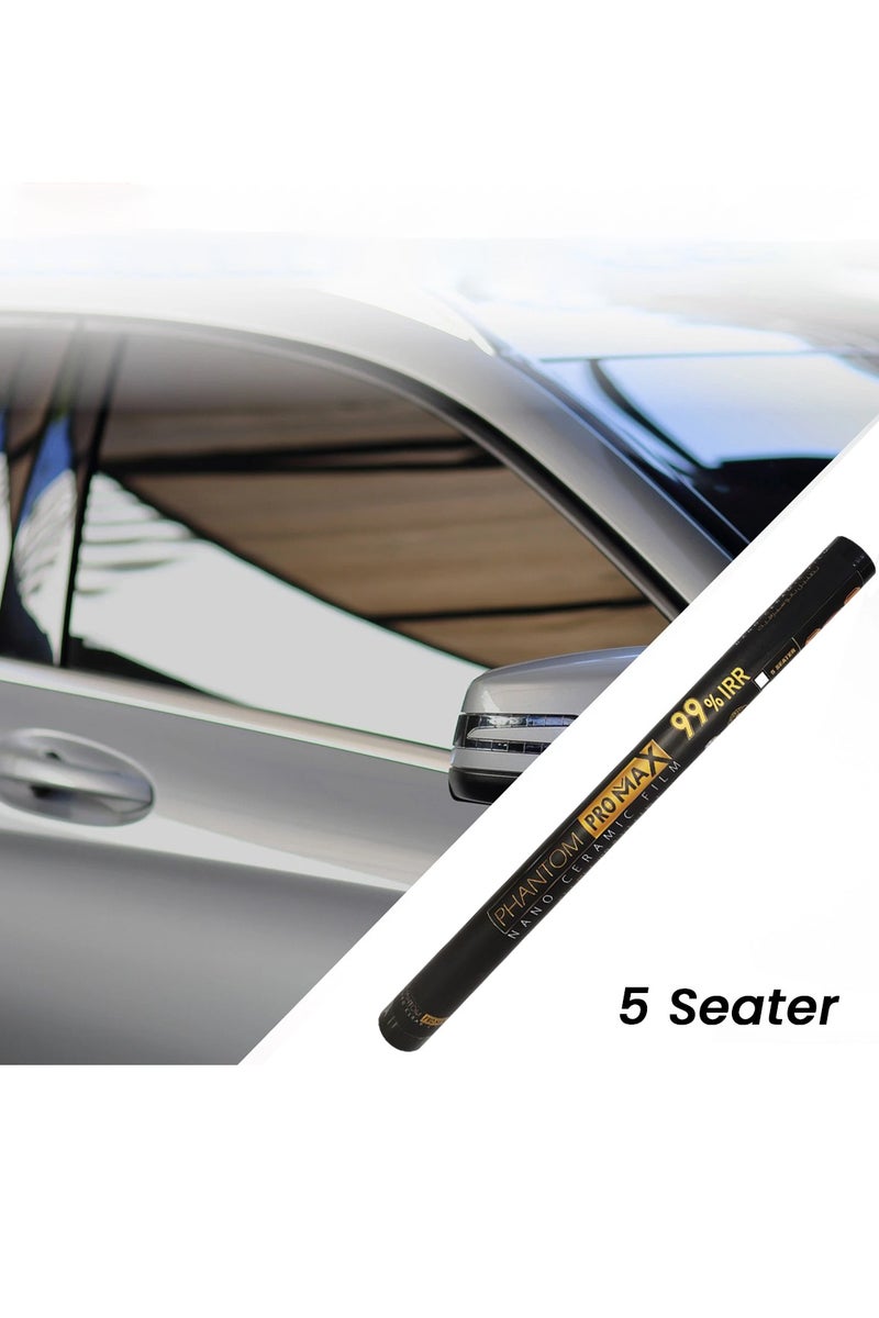 فانتوم فيلم تظليل نوافذ السيارة Phantom Pro Max Nano Ceramic لسيارة ذات 5 مقاعد، حماية من الأشعة فوق البنفسجية والحرارة بنسبة 99%، 3 طبقات مقطوعة مسبقًا، الجزء الأمامي 100 سم، الجزء الخلفي 75 سم، الجزء الأوسط 50 سم، سهل التركيب، مقاوم للخدش، مضاد للتوهج بنسبة 70% و35% و20%، ظلال، عزل حراري، التحكم في أشعة الشمس - Image 5