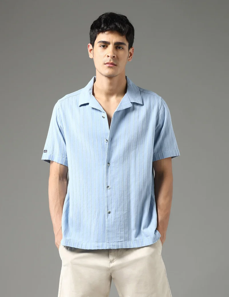 Arrow Textured Regular Fit Night Is Young Shirt