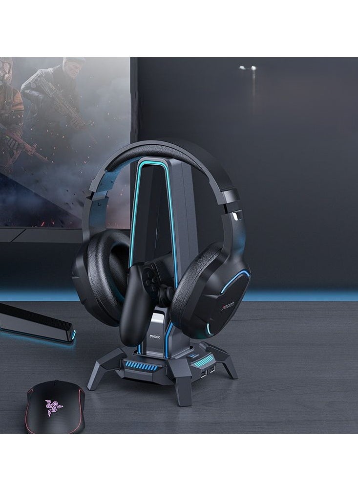 Yesido - Yesido HB25 3 in1 Headset Stand With RCB Lights And USB Hub Audio Adapter - Image 1